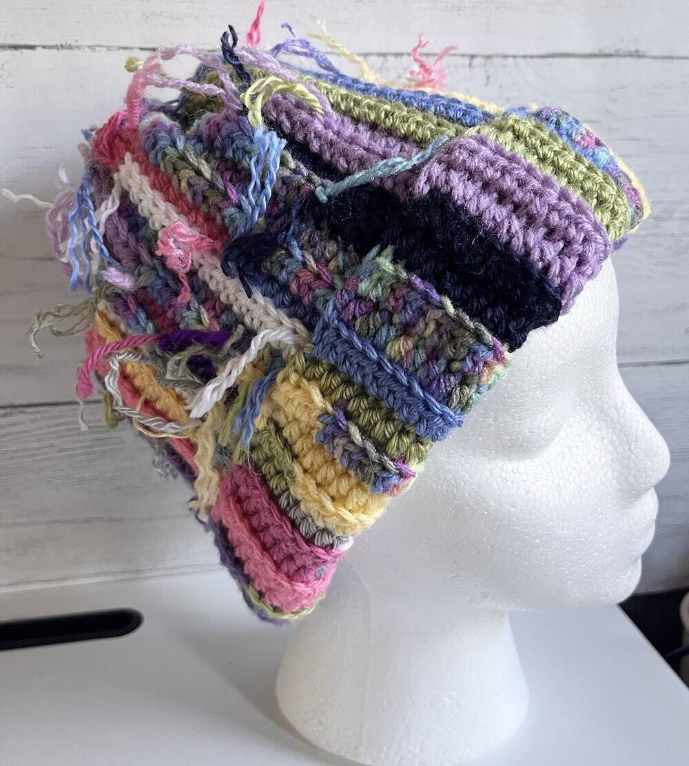 Handmade Crochet Scrap Yarn Beanie